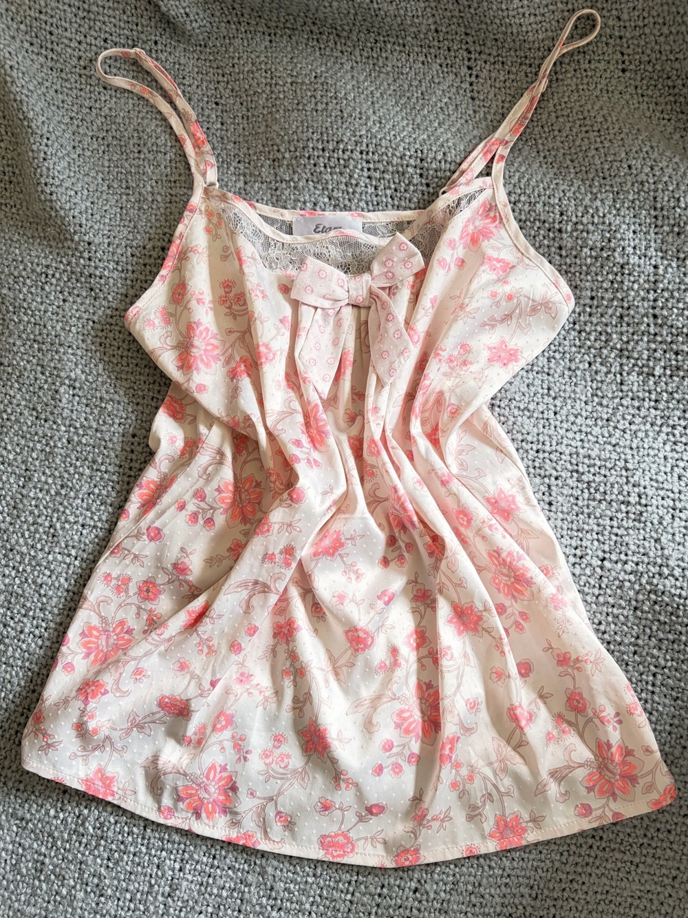 Elan Pink Cream Floral Bow-Front Camisole